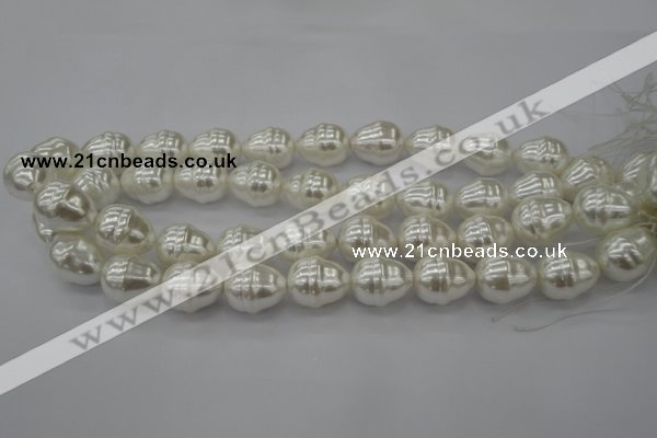 CSB570 15.5 inches 16*19mm whorl teardrop shell pearl beads