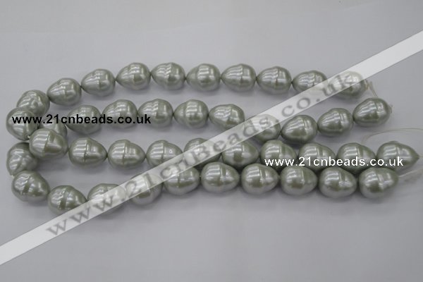 CSB571 15.5 inches 16*19mm whorl teardrop shell pearl beads