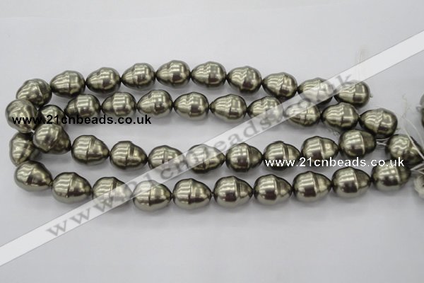 CSB572 15.5 inches 16*19mm whorl teardrop shell pearl beads