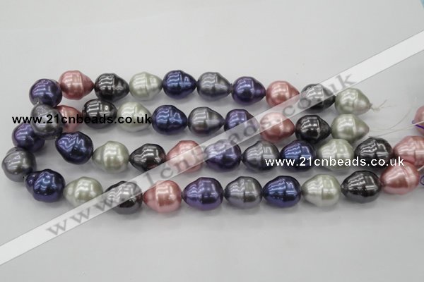 CSB573 15.5 inches 16*19mm whorl teardrop mixed color shell pearl beads