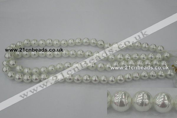 CSB600 15.5 inches 10mm whorl round shell pearl beads