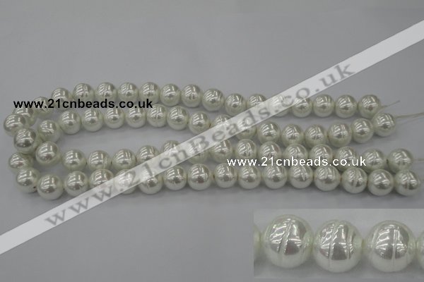 CSB610 15.5 inches 12mm whorl round shell pearl beads