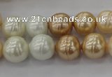 CSB611 15.5 inches 12mm whorl round mixed color shell pearl beads