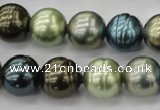 CSB623 15.5 inches 14mm whorl round mixed color shell pearl beads