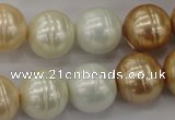 CSB636 15.5 inches 16mm whorl round mixed color shell pearl beads