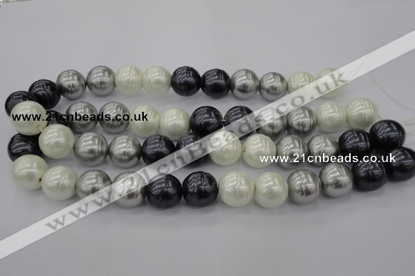 CSB650 15.5 inches 18mm whorl round mixed color shell pearl beads