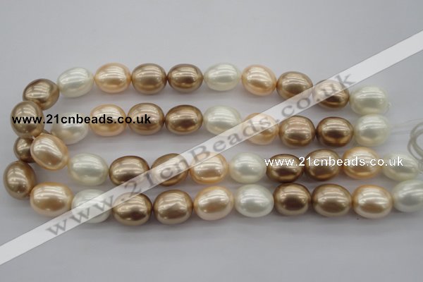 CSB678 15.5 inches 16*19mm oval mixed color shell pearl beads