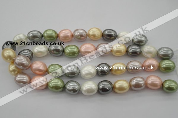 CSB679 15.5 inches 16*19mm oval mixed color shell pearl beads