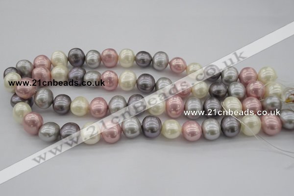 CSB694 15.5 inches 13*15mm oval mixed color shell pearl beads