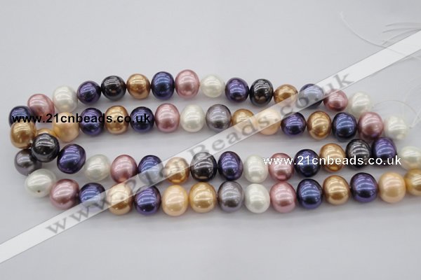 CSB696 15.5 inches 13*15mm oval mixed color shell pearl beads