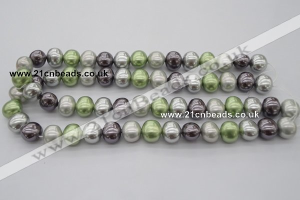 CSB698 15.5 inches 13*15mm oval mixed color shell pearl beads