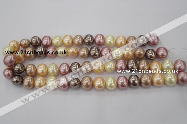 CSB699 15.5 inches 13*15mm oval mixed color shell pearl beads