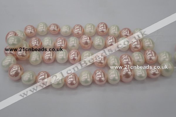 CSB712 15.5 inches 16*19mm oval mixed color shell pearl beads