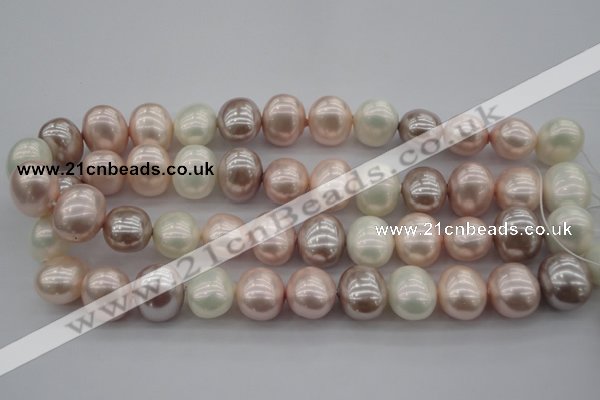 CSB713 15.5 inches 16*19mm oval mixed color shell pearl beads