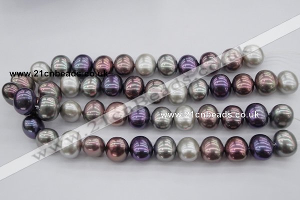 CSB714 15.5 inches 16*19mm oval mixed color shell pearl beads