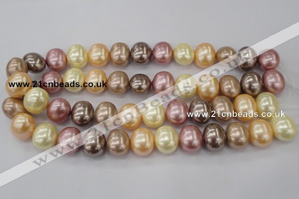 CSB715 15.5 inches 16*19mm oval mixed color shell pearl beads