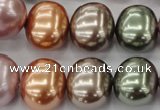 CSB716 15.5 inches 16*19mm oval mixed color shell pearl beads