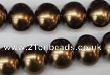 CSB806 15.5 inches 13*15mm oval shell pearl beads wholesale