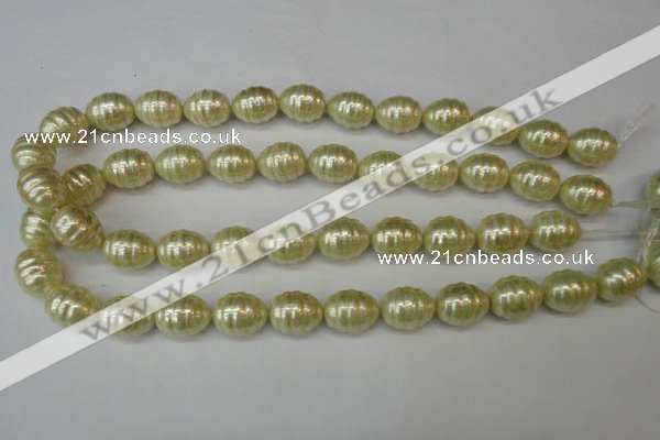 CSB887 15.5 inches 13*16mm whorl teardrop shell pearl beads wholesale