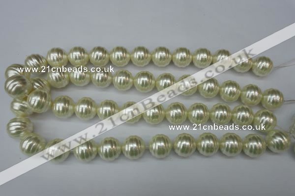 CSB896 15.5 inches 16mm whorl round shell pearl beads wholesale