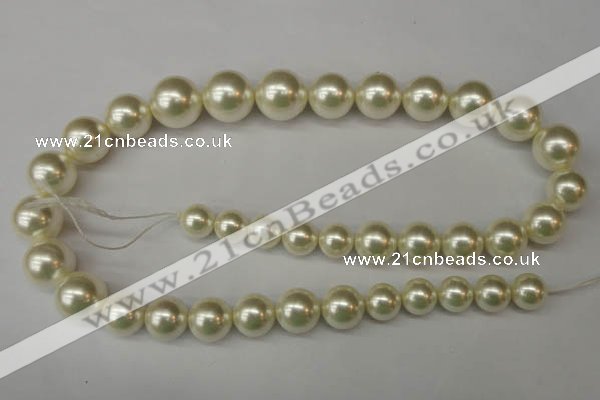 CSB931 15.5 inches 8mm - 16mm round shell pearl beads wholesale