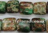 CSE115 15.5 inches 16*16mm square dyed natural sea sediment jasper beads