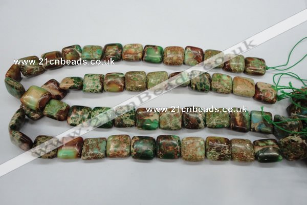 CSE115 15.5 inches 16*16mm square dyed natural sea sediment jasper beads