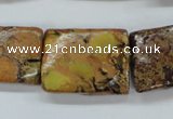 CSE148 18*25mm twisted rectangle dyed natural sea sediment jasper beads