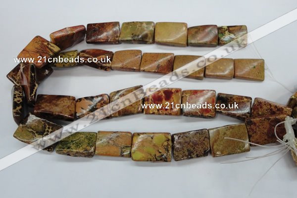 CSE148 18*25mm twisted rectangle dyed natural sea sediment jasper beads