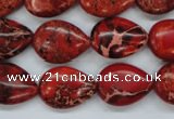 CSE174 13*18mm flat teardrop dyed natural sea sediment jasper beads