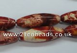 CSE208 15.5 inches 10*30mm rice dyed natural sea sediment jasper beads