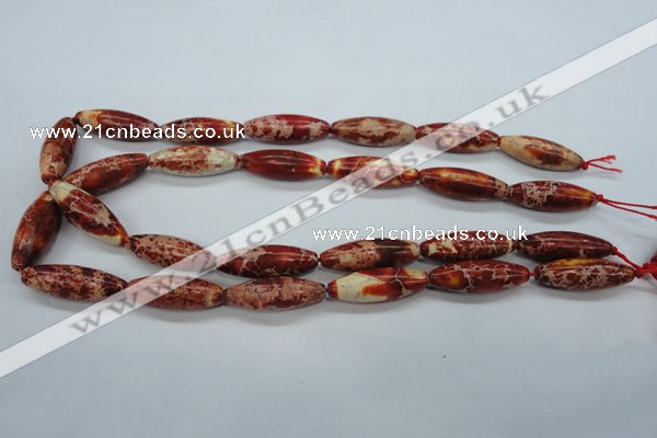 CSE208 15.5 inches 10*30mm rice dyed natural sea sediment jasper beads