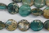 CSE5030 15.5 inches 14mm flat round natural sea sediment jasper beads