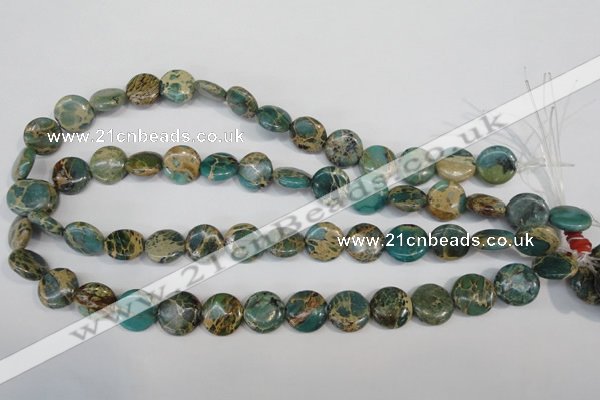 CSE5030 15.5 inches 14mm flat round natural sea sediment jasper beads