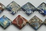 CSE54 15.5 inches 16*16mm diamond dyed natural sea sediment jasper beads