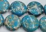 CSE65 15.5 inches 25mm flat round dyed natural sea sediment jasper beads