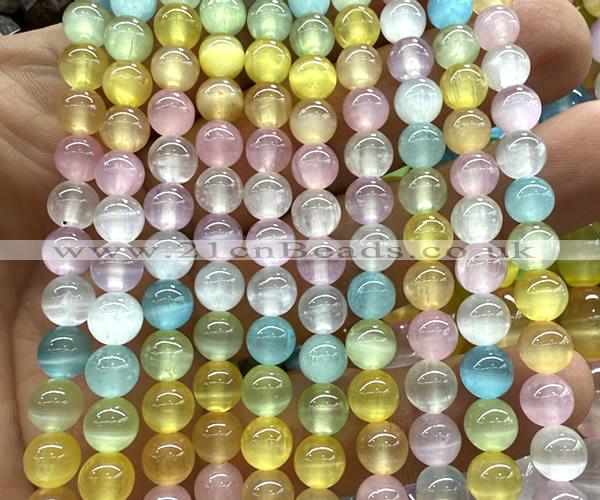 CSE750 15 inches 6mm round rainbow selenite beads wholesale