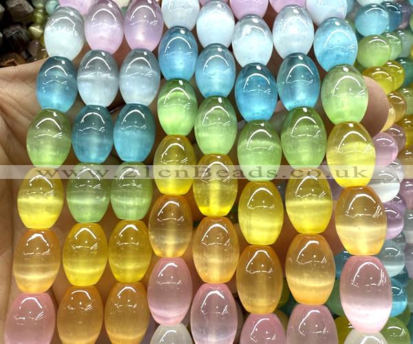 CSE756 15 inches 10*14mm rice rainbow selenite beads wholesale