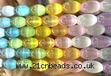 CSE756 15 inches 10*14mm rice rainbow selenite beads wholesale
