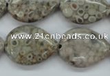 CSF03 15.5 inches 18*25mm flat teardrop shell fossil jasper beads