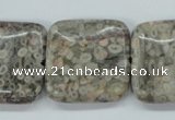 CSF07 15.5 inches 25*25mm square shell fossil jasper beads