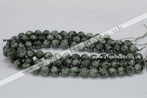 CSH09 15.5 inches 14mm faceted round natural seraphinite beads