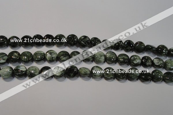 CSH120 15.5 inches 8mm flat round natural seraphinite gemstone beads