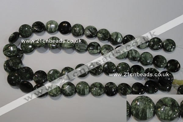 CSH124 15.5 inches 16mm flat round natural seraphinite gemstone beads