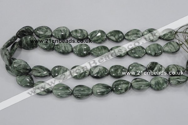 CSH51 15*20mm flat teardrop natural seraphinite gemstone beads