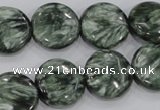 CSH52 15 inches 14mm flat round natural seraphinite gemstone beads