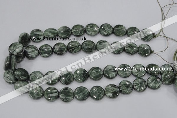 CSH52 15 inches 14mm flat round natural seraphinite gemstone beads