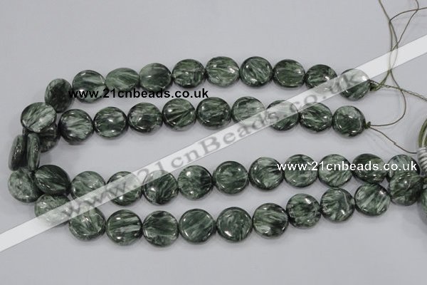 CSH52 15 inches 14mm flat round natural seraphinite gemstone beads