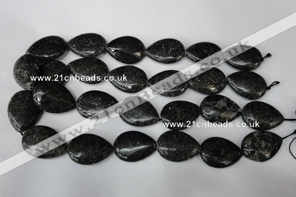 CSI107 15.5 inches 22*30mm flat teardrop silver scale stone beads