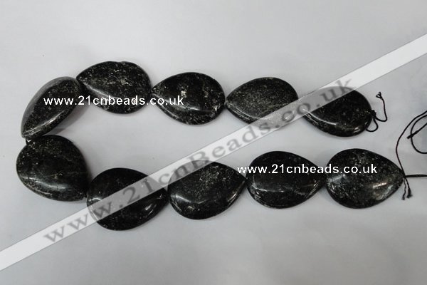 CSI109 15.5 inches 30*40mm flat teardrop silver scale stone beads